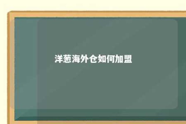 洋葱海外仓如何加盟 洋葱海外仓是什么模式