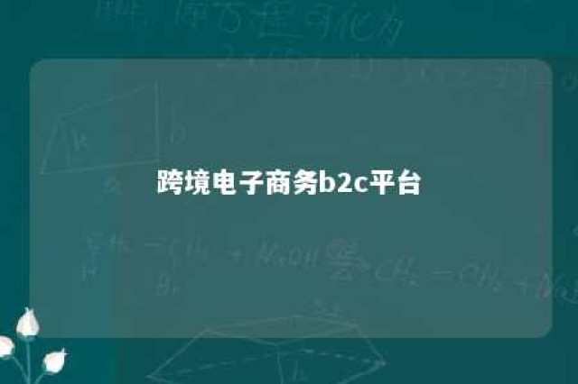 跨境电子商务b2c平台