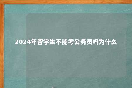 2024年留学生不能考公务员吗为什么