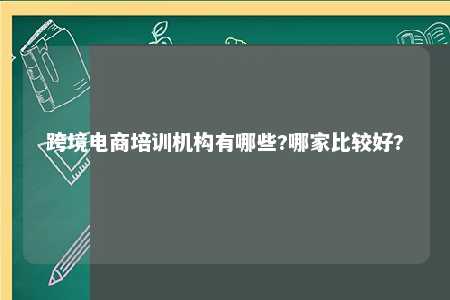 跨境电商培训机构有哪些?哪家比较好?